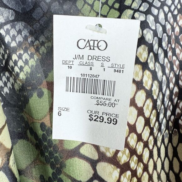 Cato Snake Skin Dress Womens Sz Med Brown Green With Belt Stretch - Picture 6 of 13